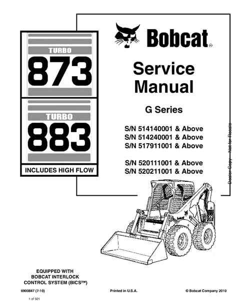 bobcat 873 skid steer manual